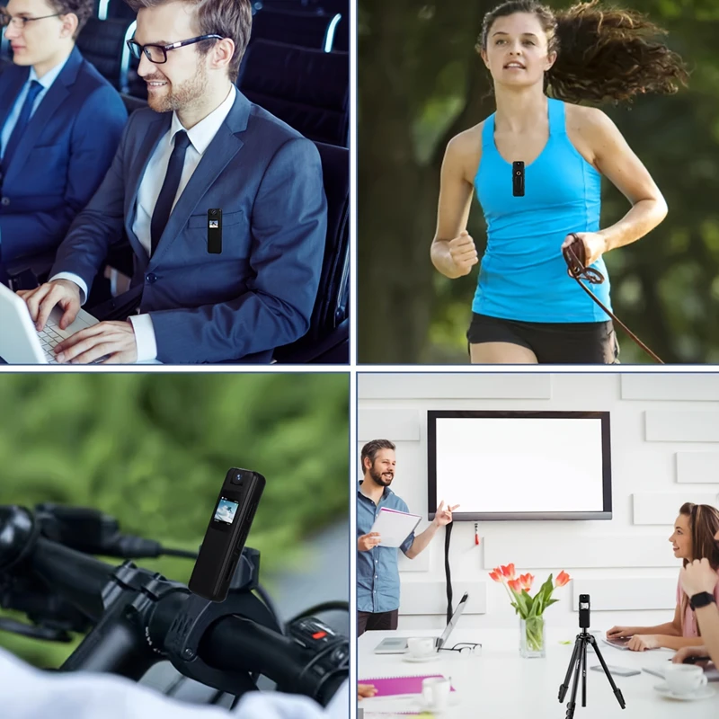 Caméra Action 360° 4K Ultra HD étanche, fixée sur un guidon de VTT, avec carte mémoire 64GB insérée.