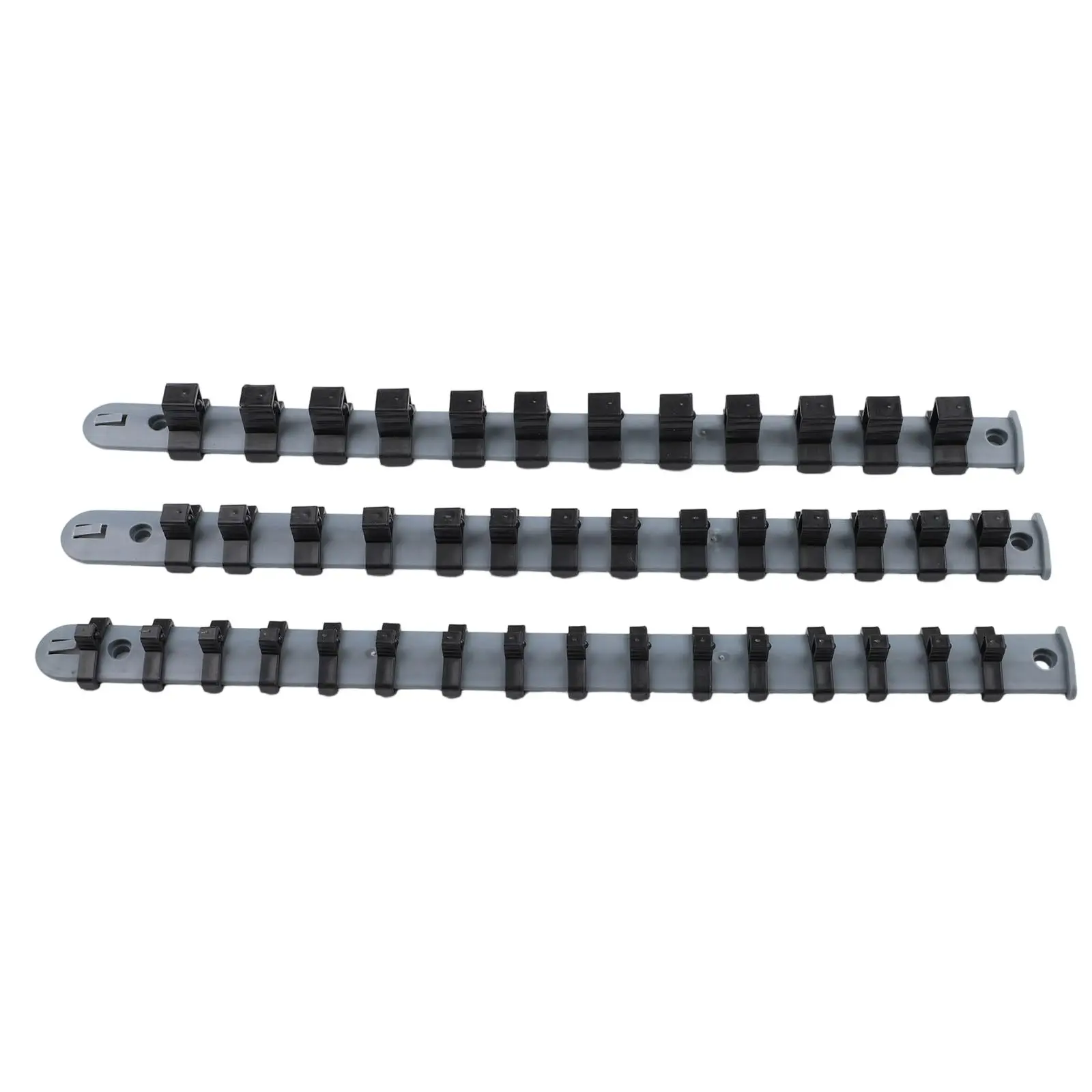 3pcs/Set Plastic Socket Organizer 1/4 3/8 1/2 Inch Socket Tray Rail Rack Storage Holder 1/4 3/8 1/2 In Socket Clip Rail Surpport