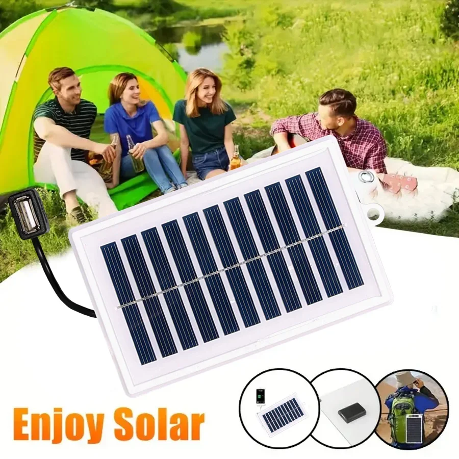 1PC Portable Solar Charger USB Output Outdoor Use Travel Camping Flashlight Fan Charging Solar Battery Charger Solar Charger