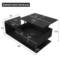 Table basse, noir brillant, table d'appoint, table basse avec plateau en verre et effet LED, avec plateau en verre 7