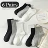 6 Pairs of Women Is Large Size Four Seasons Solid Color Simple Comfortable Fashion Trendy Mid-tube Sport Socks 1