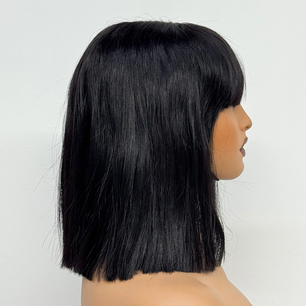 2x3 Lace Short Bob Wig with Bangs 280% Density Straight Human Hair Bob with Bangs Wig Human Hair Bang Bob Wigs For Black Women