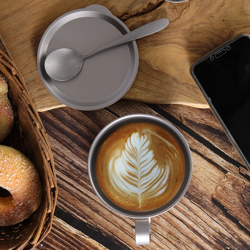 Outdoor Titanium Cup 500ml with lid Tableware Camping Coffee Tea Mug Cup Picnic Camping Mug Water Cup 5