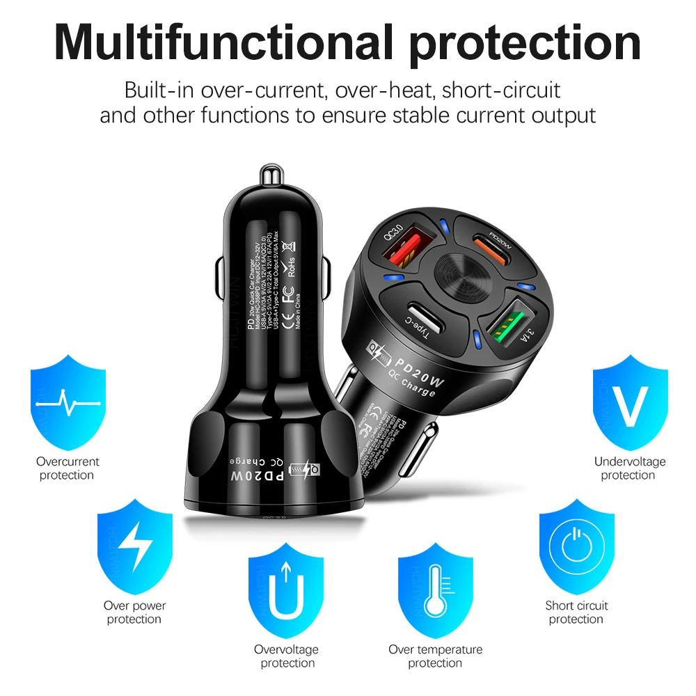 ڵ   4 Ʈ  USB C Ÿ PD 20W   , ȭ  ڵ ׸  ׼