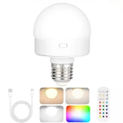 Rechargeable LED Light Bulbs with Remote and Timer - Dimmable, 3 Color Options - 3.5W (15 colors RGB)