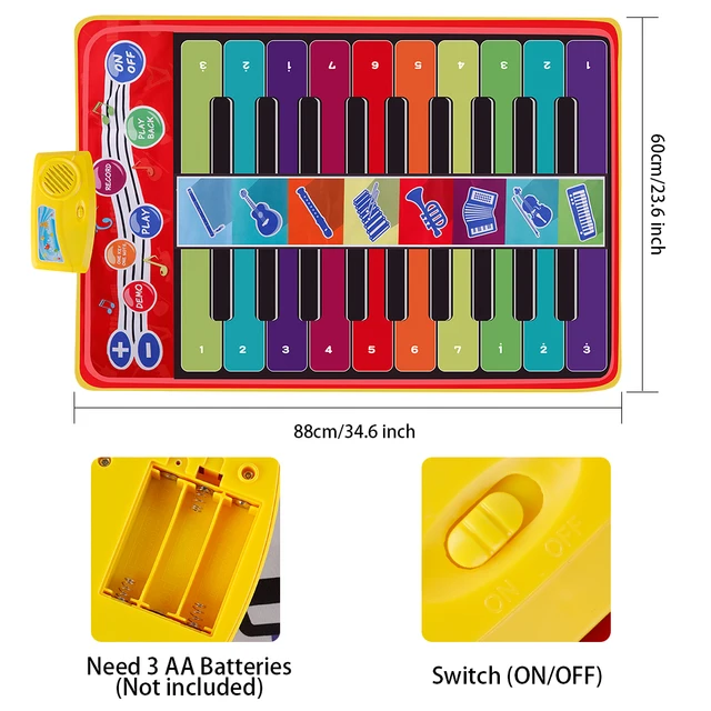 Baby Musical Piano Dance Kids Playing Game Mat Instruments Music Pad Piano Keyboard Play Carpet Educational Toys for Babies 3