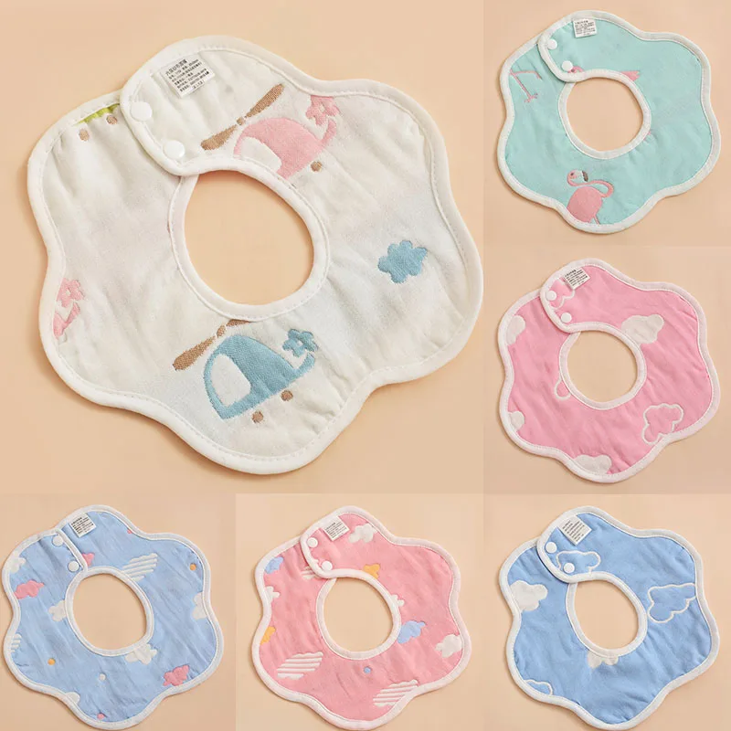 

6 Layer Cotton Baby Bibs Absorbent Petal Saliva Towel Newborn Burp Cloths Bandana Scarf for Boys Girls Feeding Saliva Towel Bib