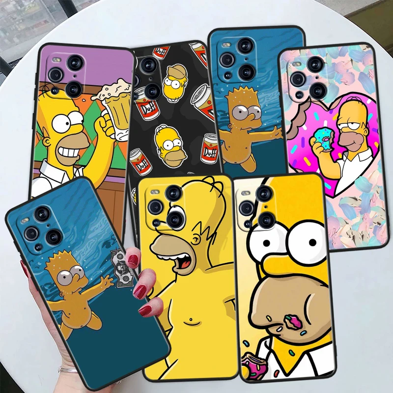 Cute Disney Simpson Per Oppo Find X6 X5 X3 X2 F21S F21 Pro Lite Neo Black Silicone Fundas Soft Cover Capa Phone Case
