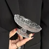 Small Embossed Glass Fruit Bowl Crystal Clear Pedestal Serving Dish for Dessert Snacks Elegant Storage Tray Compact Table Decor 2