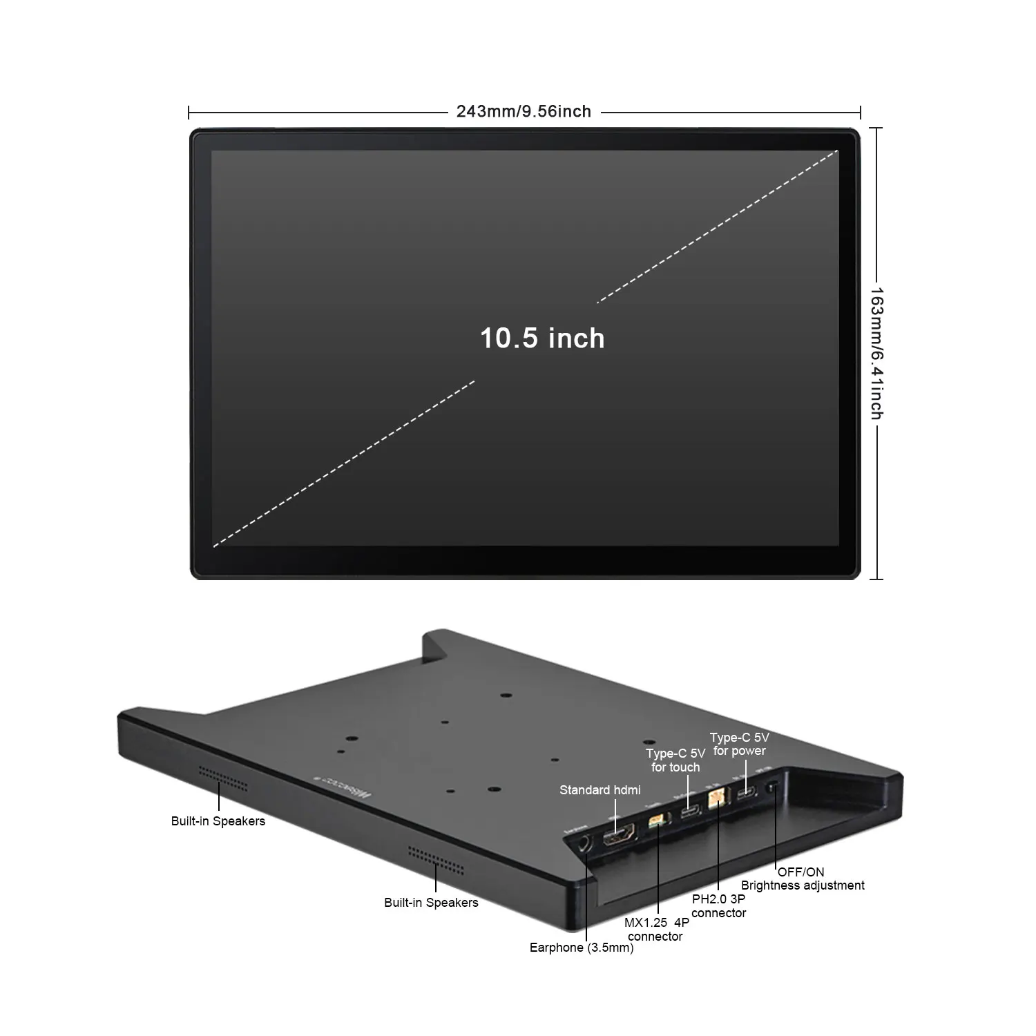 PC 노트북 휴대폰용 AMOLED 휴대용 터치 모니터, 라즈베리 파이 Xbox PS4 게임용 디스플레이, 10.5 인치 2.5K 2560x1600, C타입 HDMI, 신제품