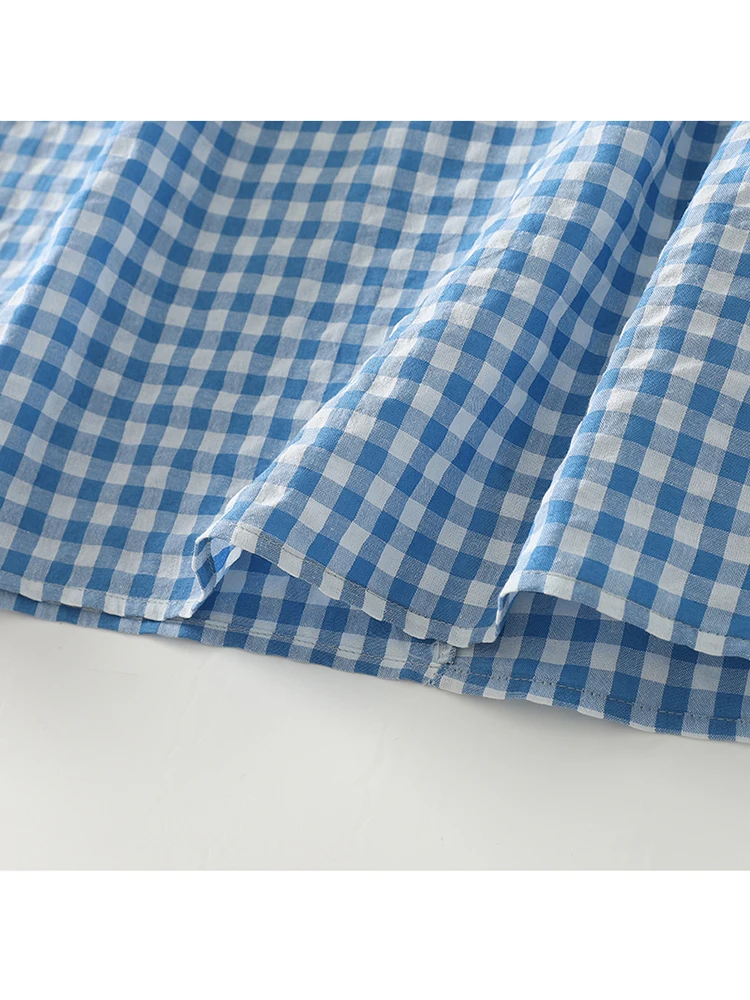 2025 Spring Autumn New Cotton Vintage Plaid Dresses For Women Long Sleeve Korean Loose Casual Dress Vestidos Elegant Clothing