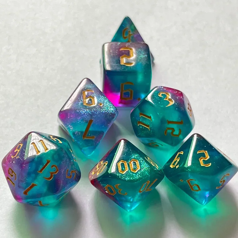 7pcs/set Bicolor Chameleon Multiaspect Dice Set Board Games Accessories acrylic dice game dice dice set