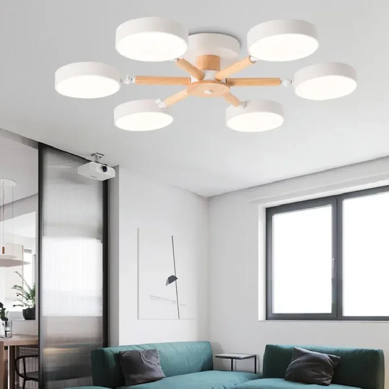 

LED Chandelier Ceiling Lamp 72/36 Watt Option Light Color Changeable Art Wooden Lights Pendant Light Living Room Room Decor