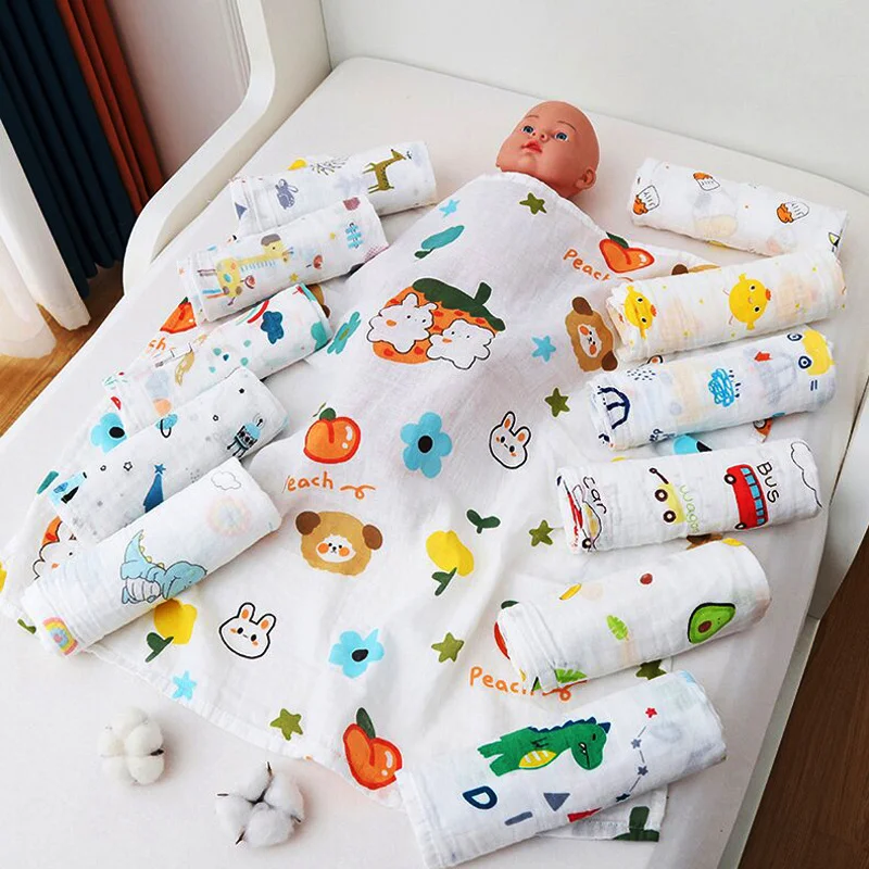 Baby Blanket Swaddle Wrap Infant Feeding Burp Cloth Towel Scarf 70x70cm Organic Cotton