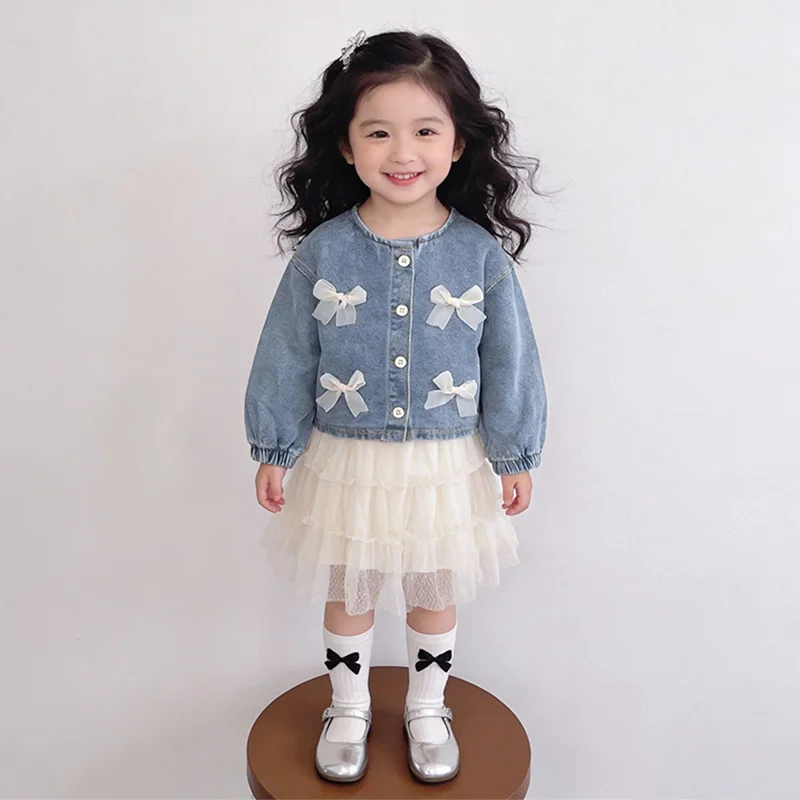 Girls' Jean Jacket New Spring Clothes Spring and Autumn Children Children Little Girl Western Style Top - 2