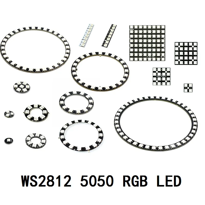 1/3/4/7/8/12/16/24/25/32/40/64 bits WS2812 5050 RGB LED Built-in Full-color Driving Color Lamp Round Square LED Module led modules led module