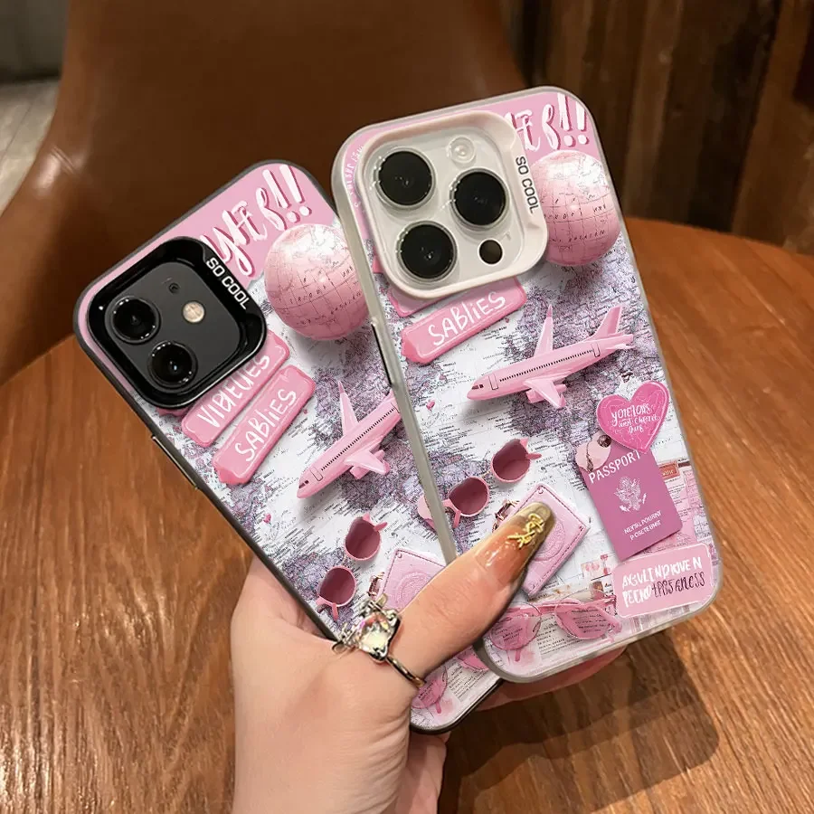 iPhone 17/16/15/14/13/12/11 Air Plus Max , , Decoration Vintage Pink Flower Pattern