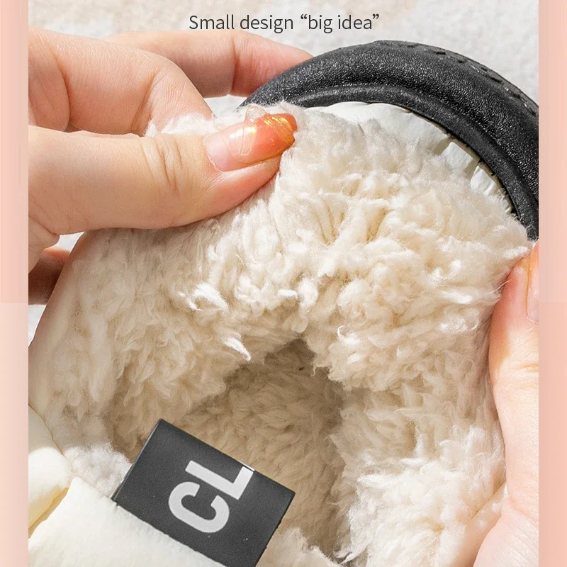 Down Cotton Shoes for Women Winter Thicken Plush Waterproof Slip on Platform Outside Wear Light Soft Sole Warm Lovers Slippers