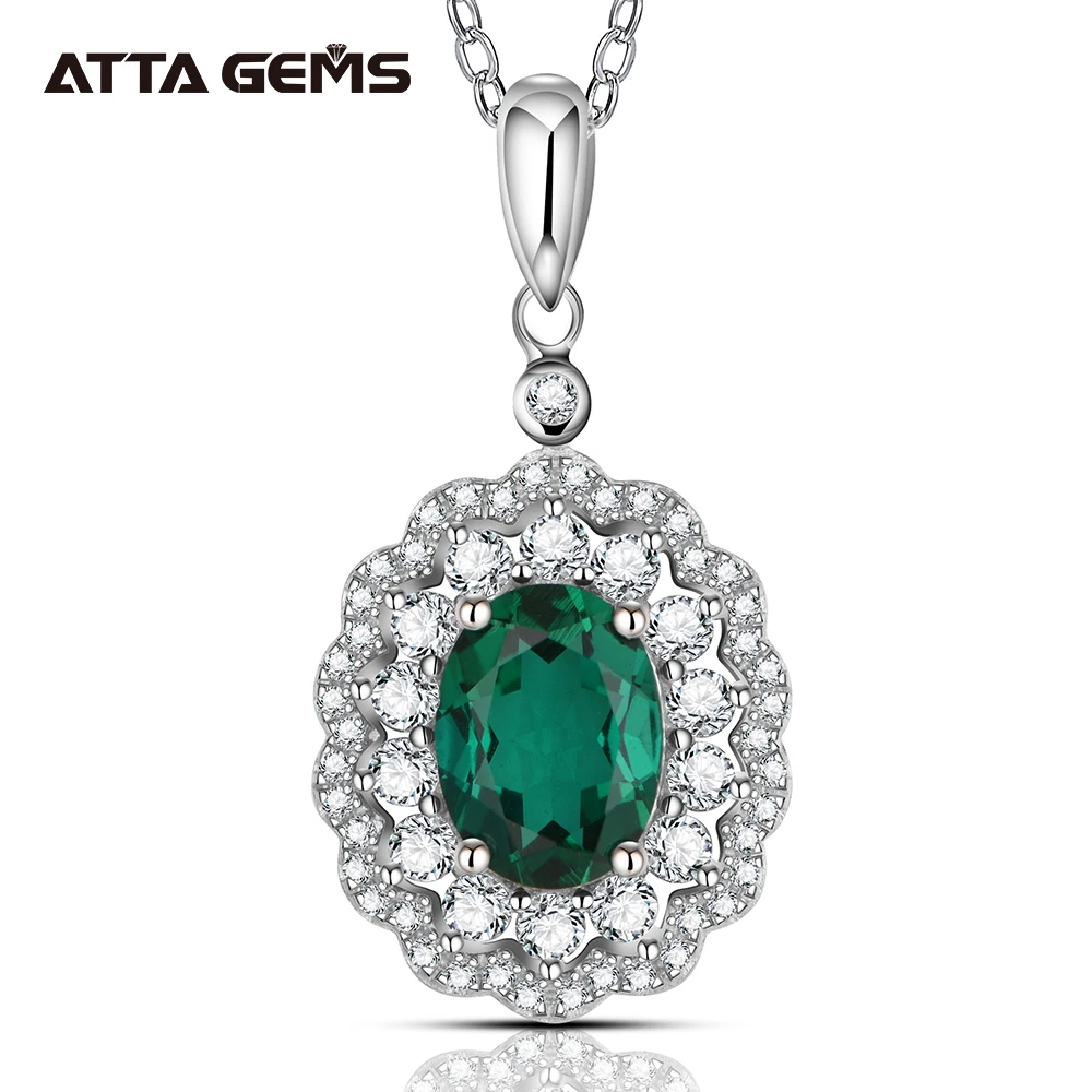 

Solid 925 Sterling Silver 1.0ct Emerald Gemstone Necklace Wedding Anniversary Fine Jewelry Pendant Necklaces Wholesale Gifts