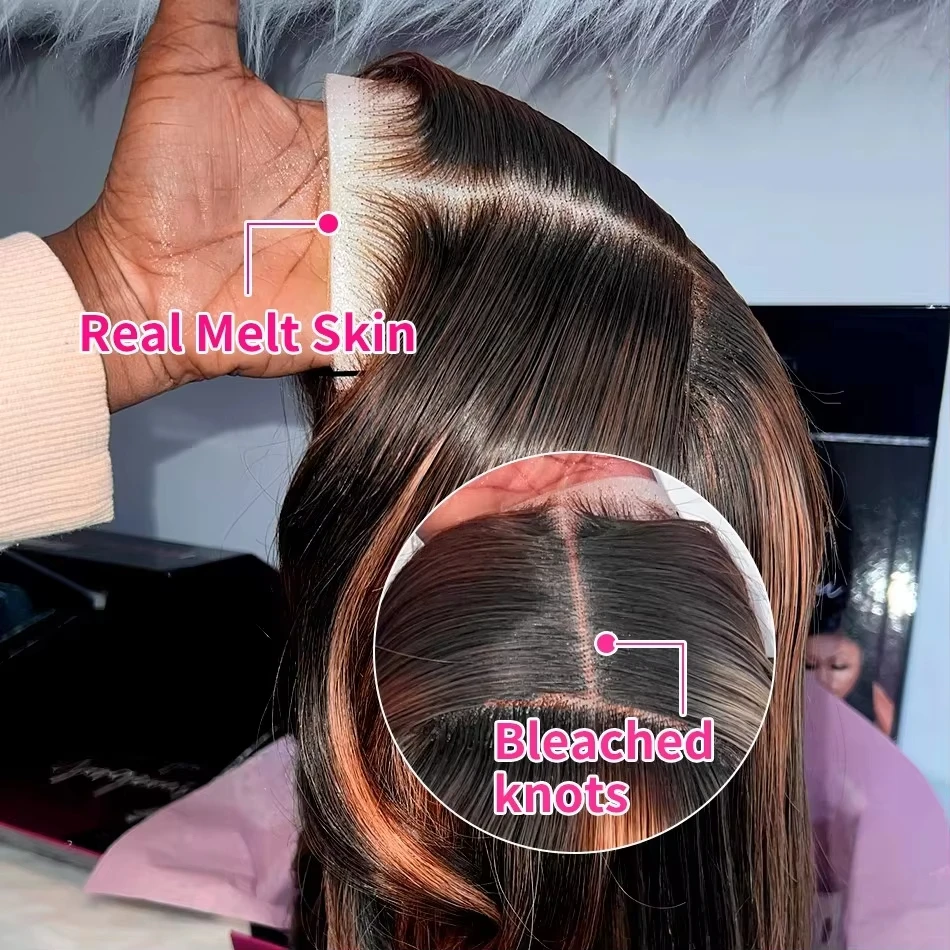 30 Inch 1B/30 Black Brown Highlight Ombre Body Wave 13x6 HD Lace Front Wigs 13x4 Lace Frontal Wig Human Hair for Women