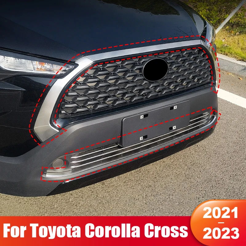 Per Toyota Corolla Cross Xg10 2021 2022 2023 Hybrid Car Racing Grills Griglia Anteriore Trim Strips Cover Accessori Esterni