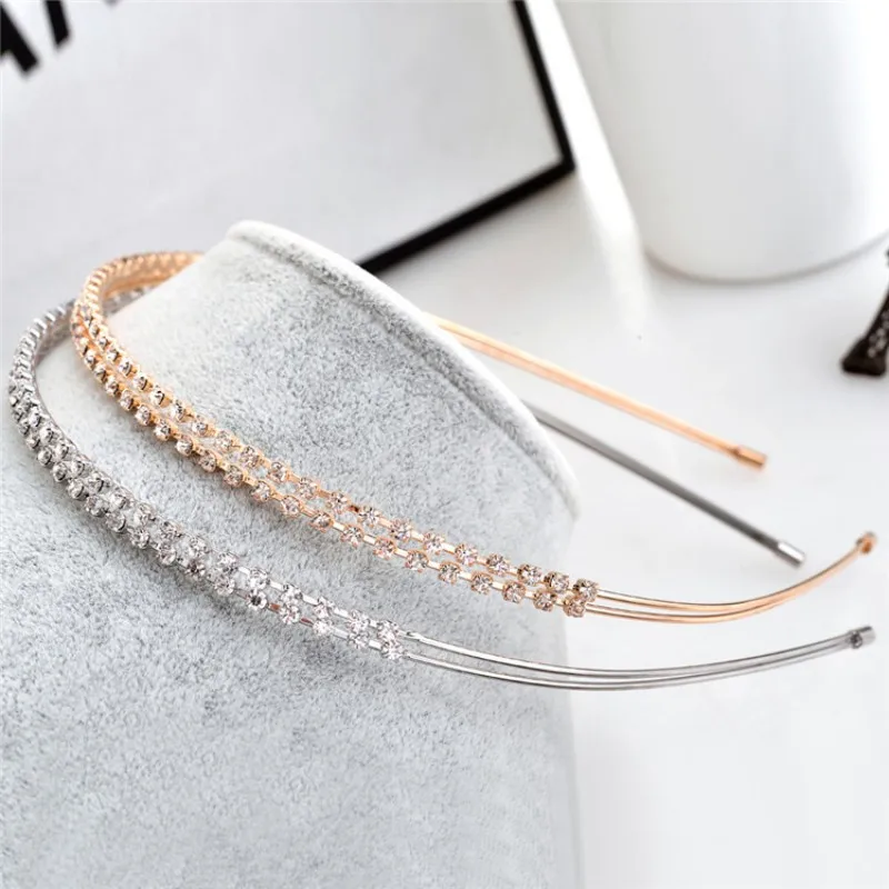 1 Stück tägliches All-In-One-Strass-Stirnband, glänzend, einfach, doppelt, dekorative Kopfbedeckung