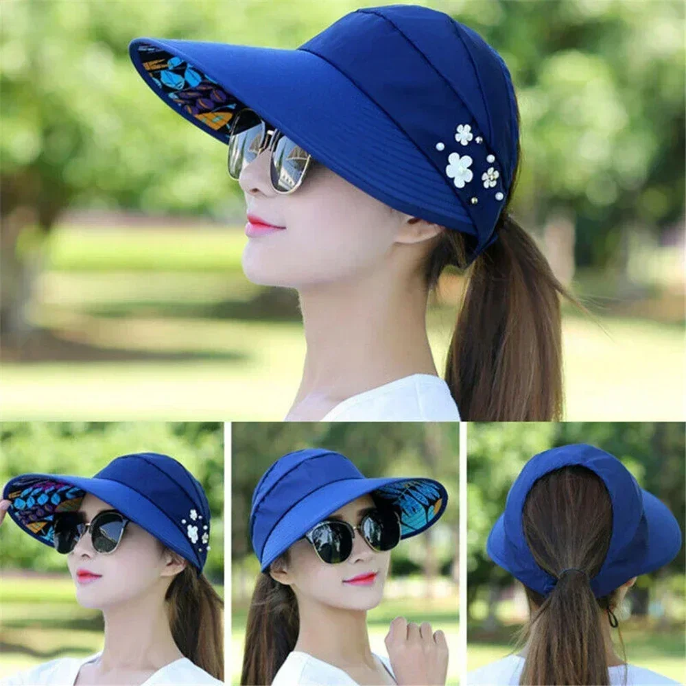 2025 Hot Golf Sun Hat for Women Wide Brim Foldable Visor with Neck Flap, UV Protection Beach Cap & Leisure Outdoor Accessories