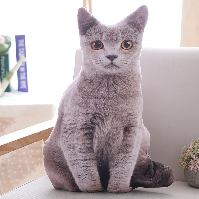 50cm 3D Simulation Plush Cat Pillows Soft Stuffed Animals Toy Sofa Cushion Home Decor Cartoon Plush Toys for Children Kids Gift