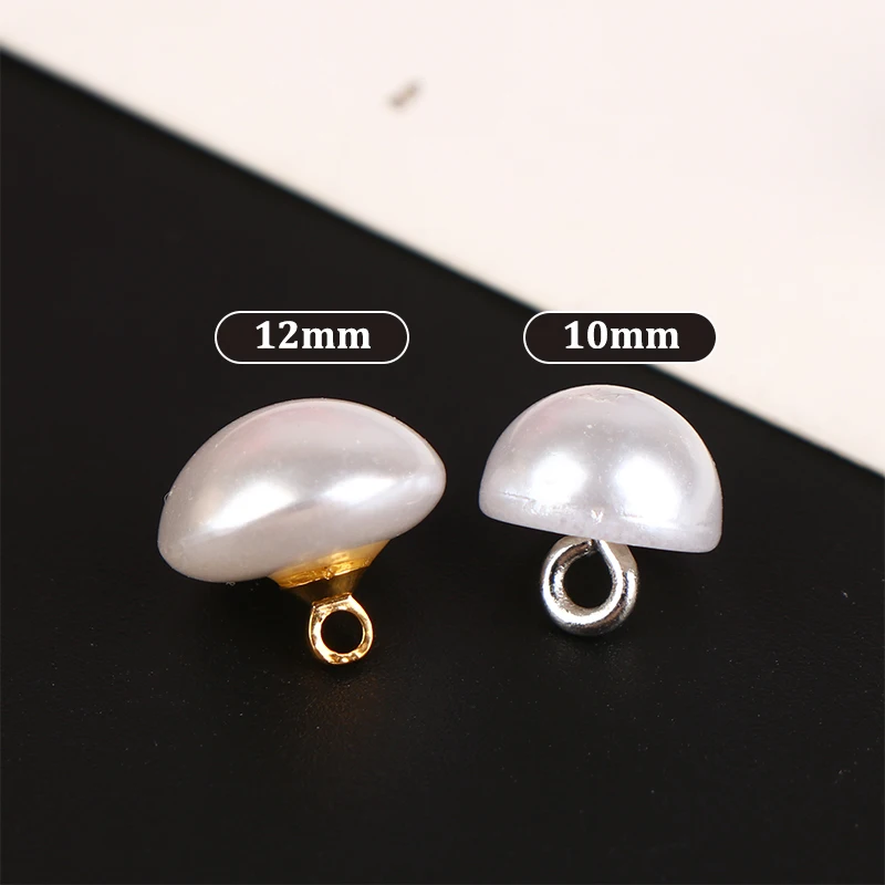 10개 10mm/12mm 버섯 모양 플라스틱 셔츠 반원 진주 단추 의류 장 미니 바느질 DIY용 샹크 단추