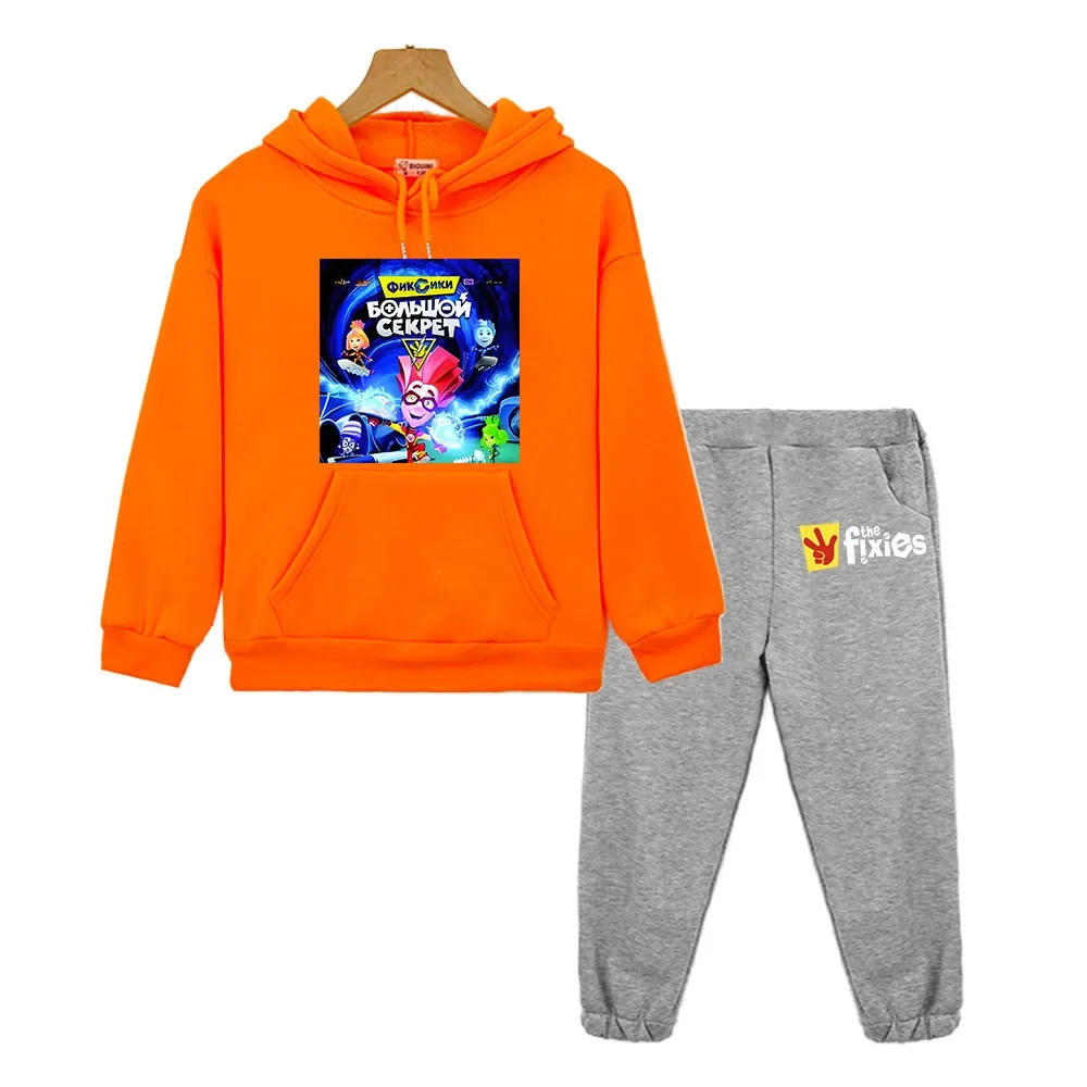 

Funny Russia Anime The Fixies Hooded Sets Fleece sweatshirt kids boutique clothes Hoodie sets boys girls Autumn pullover Jacket