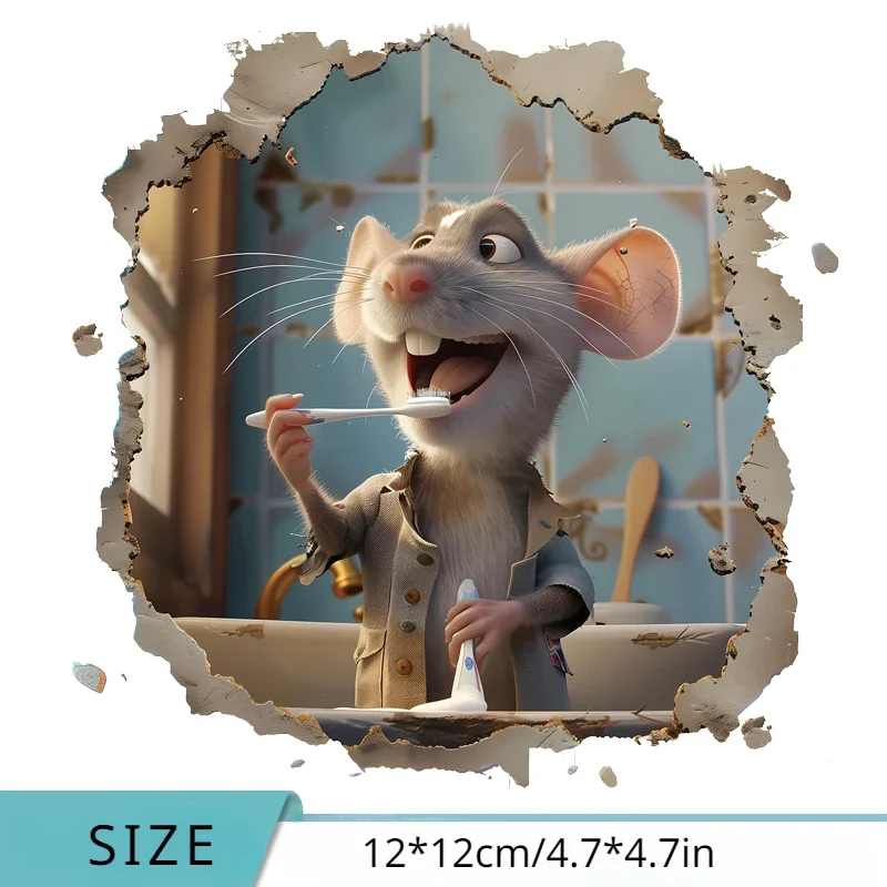 Vinyl Stickers Toilet Stickers Toilet Wall Stickers Toilet Seat Stickers Funny 3D Brushing Mouse Toilet Stickers Waterproof Wall Stickers Home Decoration Kitchen Cute Bathroom Accessories