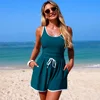 Women One Piece Swimsuit Summer Swimming Jumpsuit Vest Shorts Solid Classical Color Female Deep Neck Bathing Suits Beach 2026 6