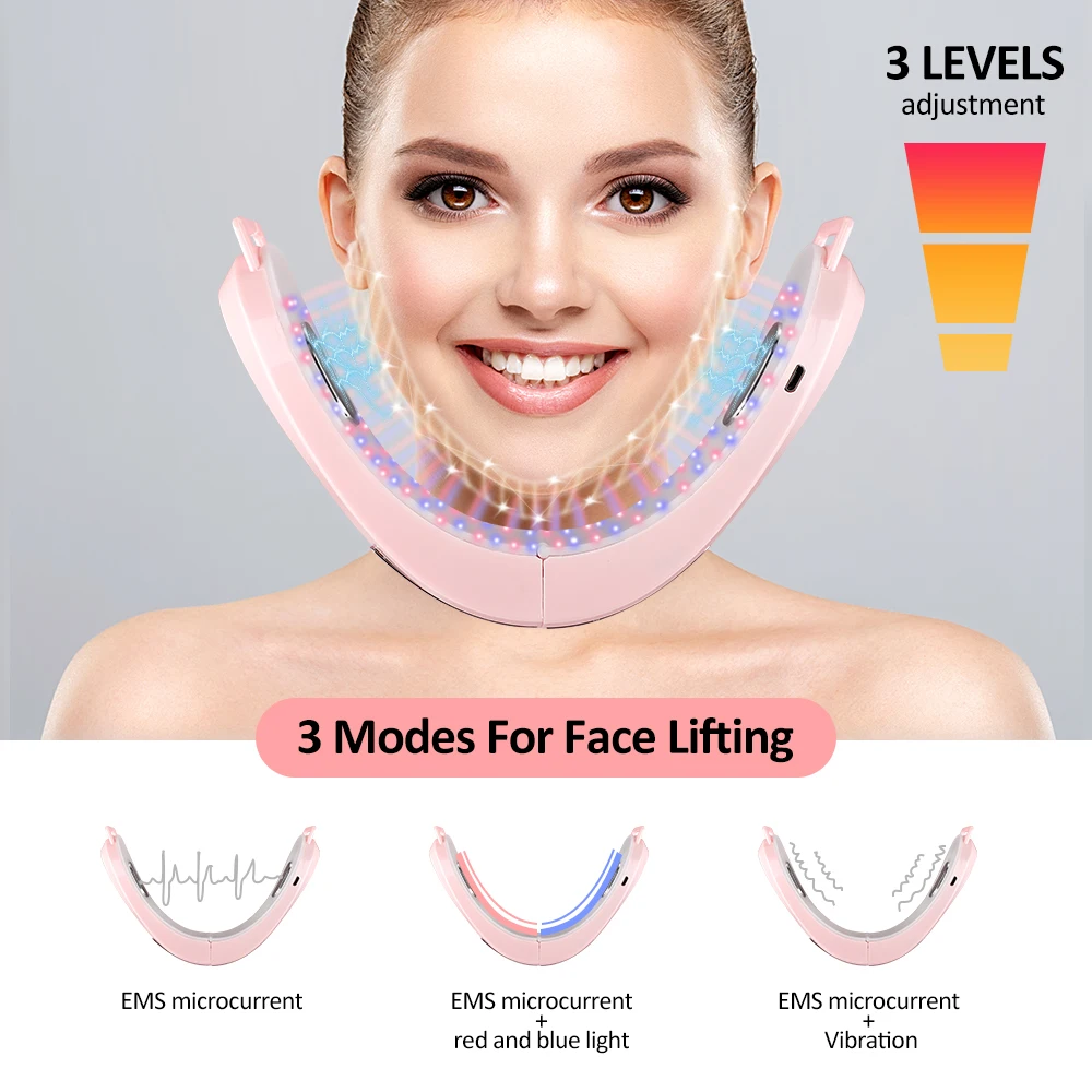 V-Line Lift Up Facial Massager with Red & Blue Light Therapy – Face Slimming & Lifting Device