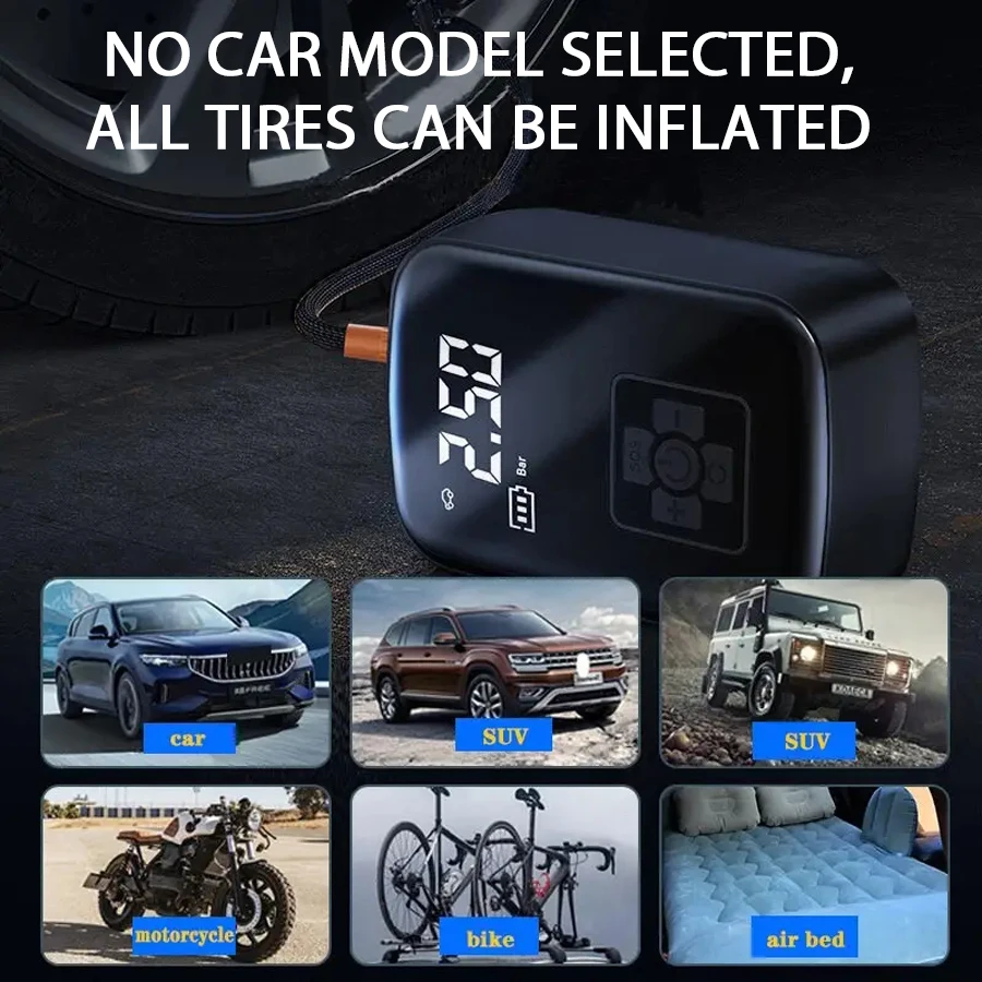 Air Pump 1PC Car Mounted Wireless Digital Display Inflation Pump Portable Wireless for Electric Cars