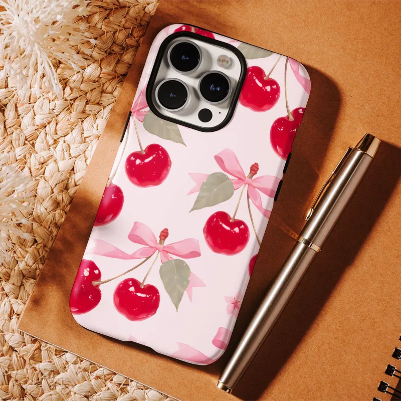 Pink Cherry 2-in-1 Film Shell Phone Case