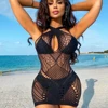 One-piece Fishing Net Bodycon Dress Sleeveless Women's Mesh Skirt Sexy Hollow Out See Through Nightwear Night Club Erotic Wear 4
