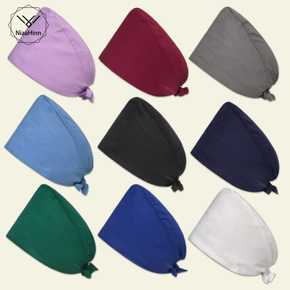 

Solid Color High Quality Unisex Multicolor Scrub Hat Women Scrubs Surgical Caps Wholesale Clinic Pharmacy Nurse Cotton Tail Cap