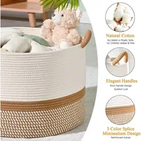 Large Blanket Basket,Woven Baskets for storage Baby Laundry Hamper, Cotton Rope Blanket Basket for Living Room, Laundry 5