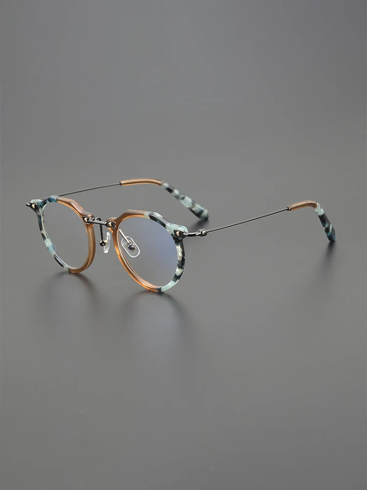 

Fashion literary ultralight titanium glasses frame pear-shaped retro hipster man oval optical prescription myopia glasses female