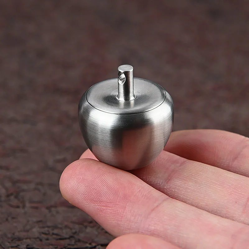 Mini Stainless Steel Apple Shape First Aid Medicine Bottle EDC Waterproof Warehouse Sealed Pill Box Key Chain Survival Tool