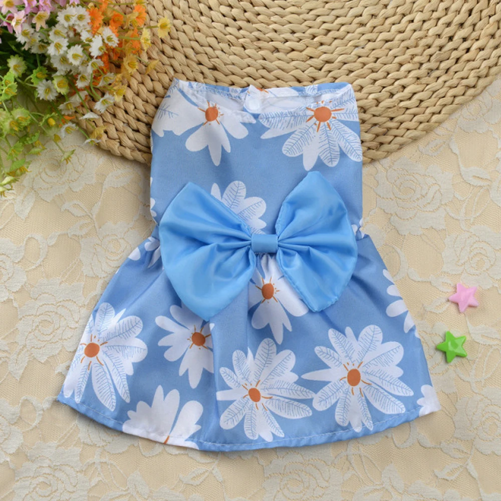 Low Price Fashion Summer Pet Dress Dog Flower Coat Puppy Cat Clothes Outfit Sleeveless Soft Thin Skirt |