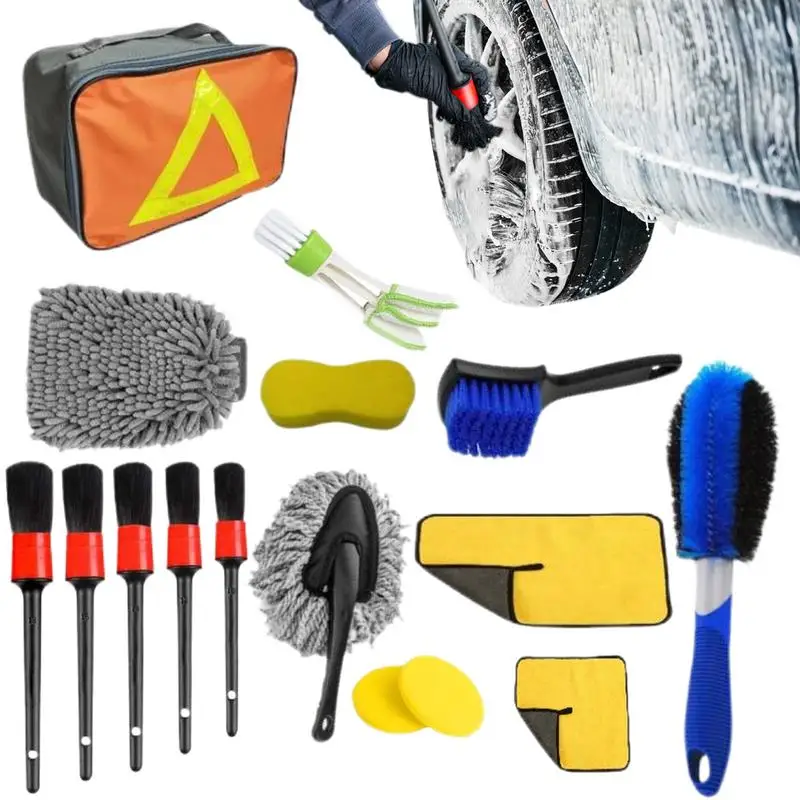 

22 Pcs Car Detailing Kit Cleaning Tools Car Detailing Brushes With Storage Bag All-Purpose Car Washing Supplies For Automobile