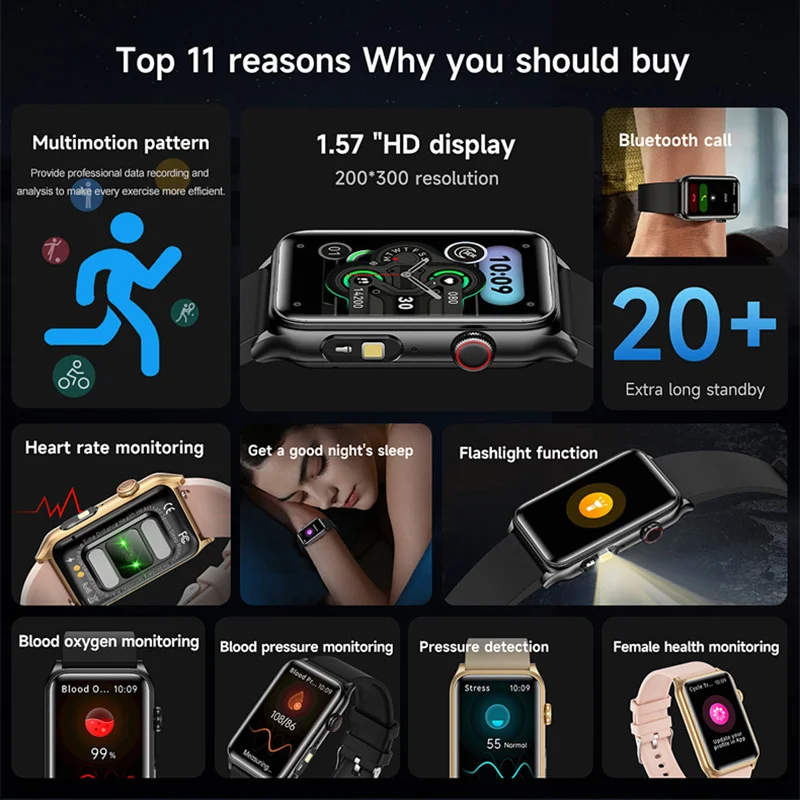 2025 New Smart Watch Men ECG+PPG Blood Pressure Blood Oxygen Health Monitor Sport Fitness AI Vocie BT Call Flashlight Smartwatch 2