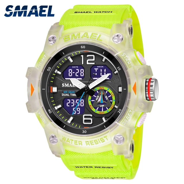 SMAEL 8007  Men's Outdoor Cool Dual Display Waterproof Glow Electronic Watch Outdoor Transparent Watch 1