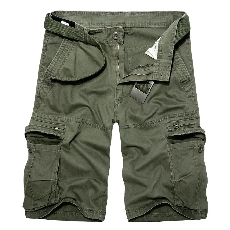 Summer Dress Cargo Shorts Multi Pocket Design Solid Color Casual