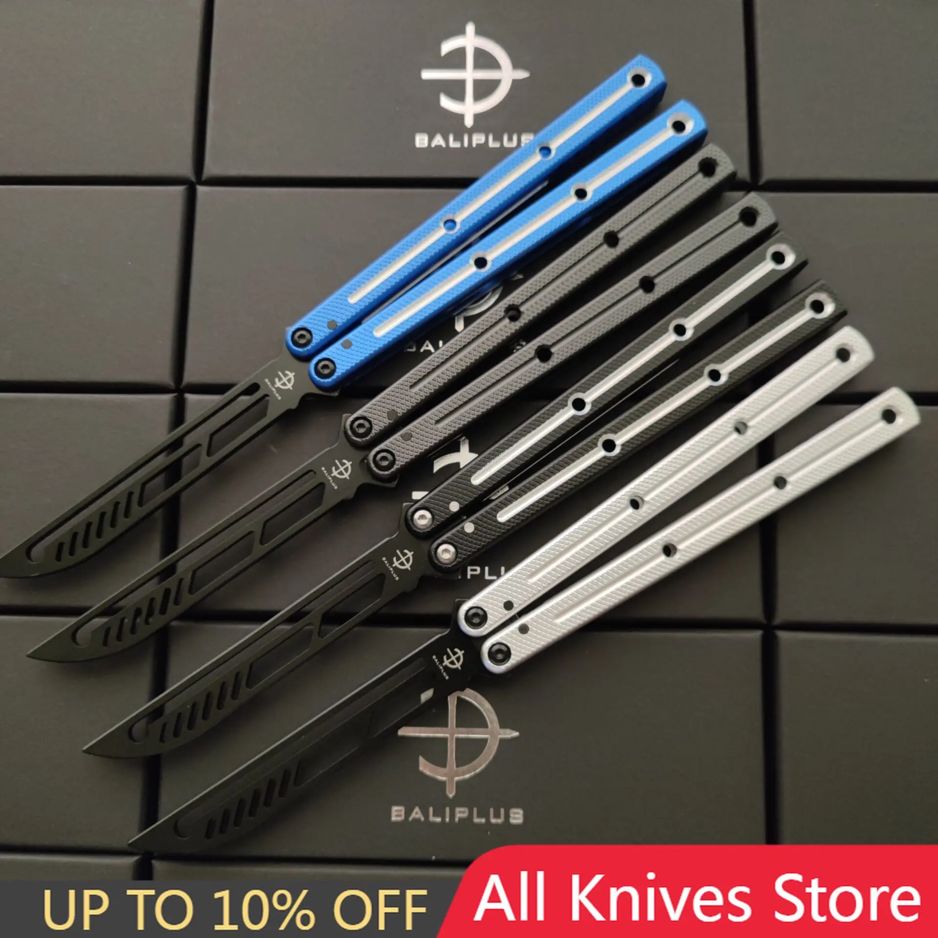 

Newest Baliplus Kraken Sea Monster Butterfly Black Trainer Blade Knife Channel Aluminum Handle Bushings Free-swinging Jilt Knife