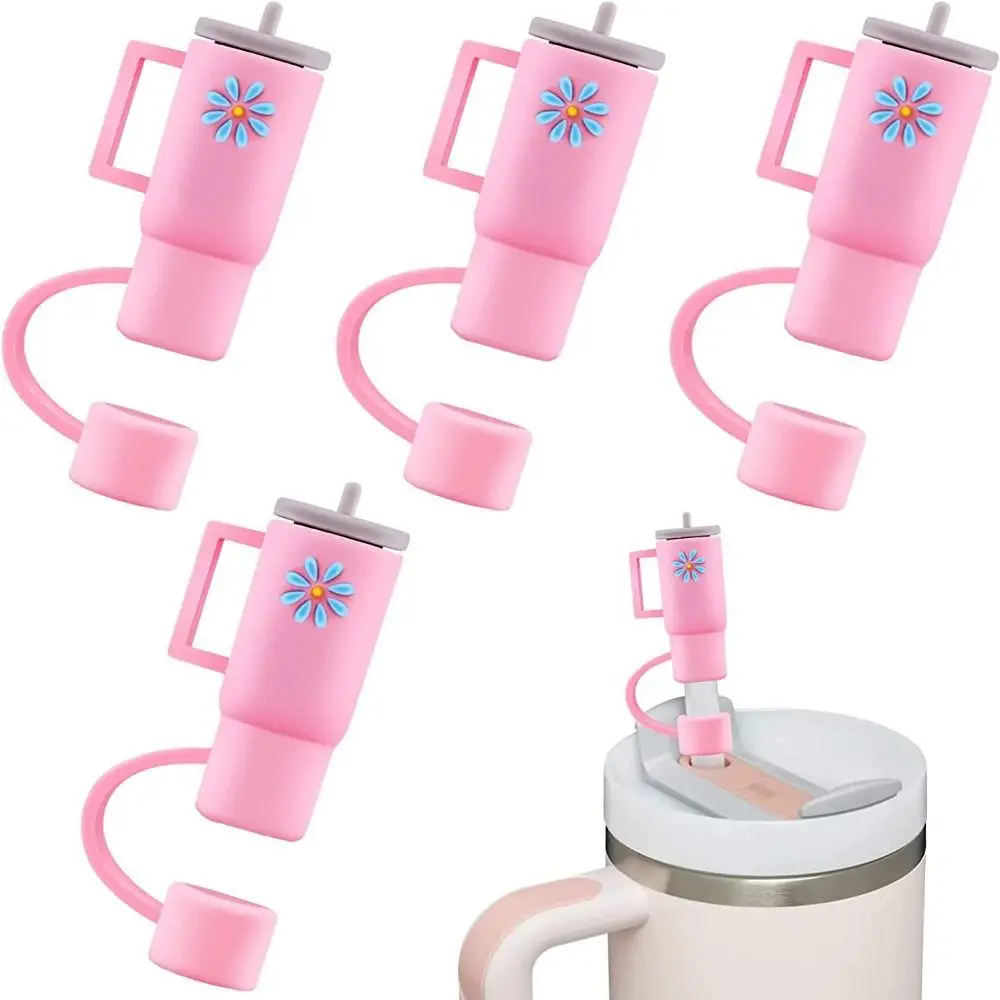 

5PCS Cartoon Plugs Cover Silicone Straw Plug Reusable Airtight Drinking Caps Splash Proof for Stanleys/Cup Accessories/Bar