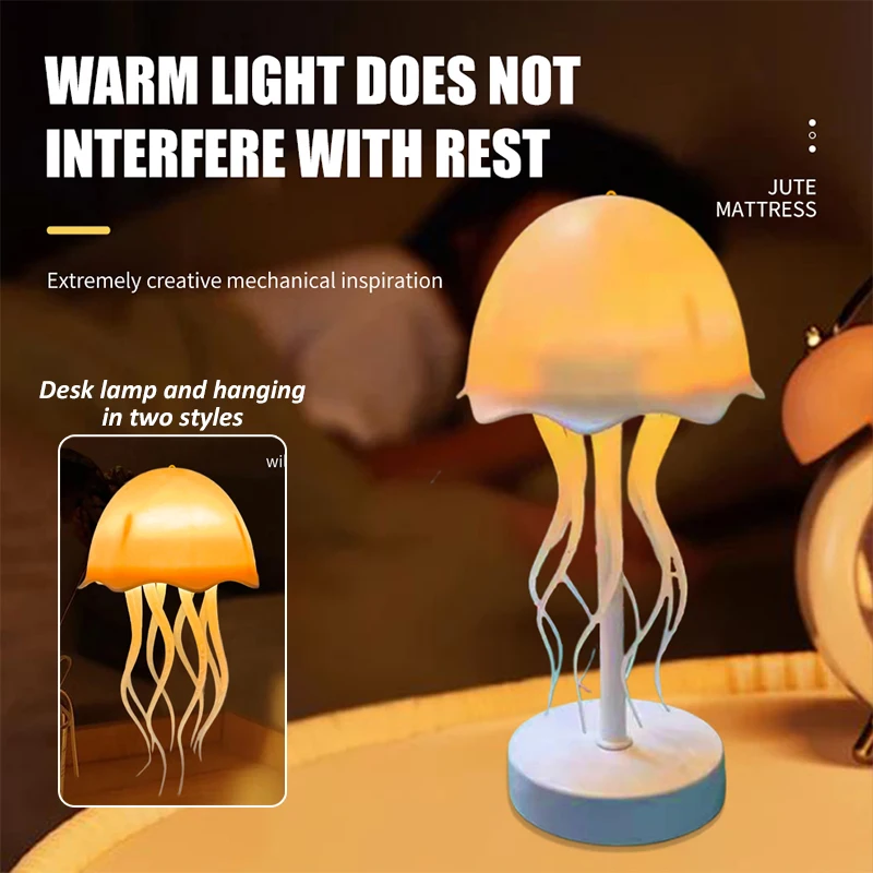 LED Jellyfish Lamp RGB Gradient Jelly Fish Light with Dancing Legs and Touch Sensor Cute Desk Lamp for Bedrooms, Living Room