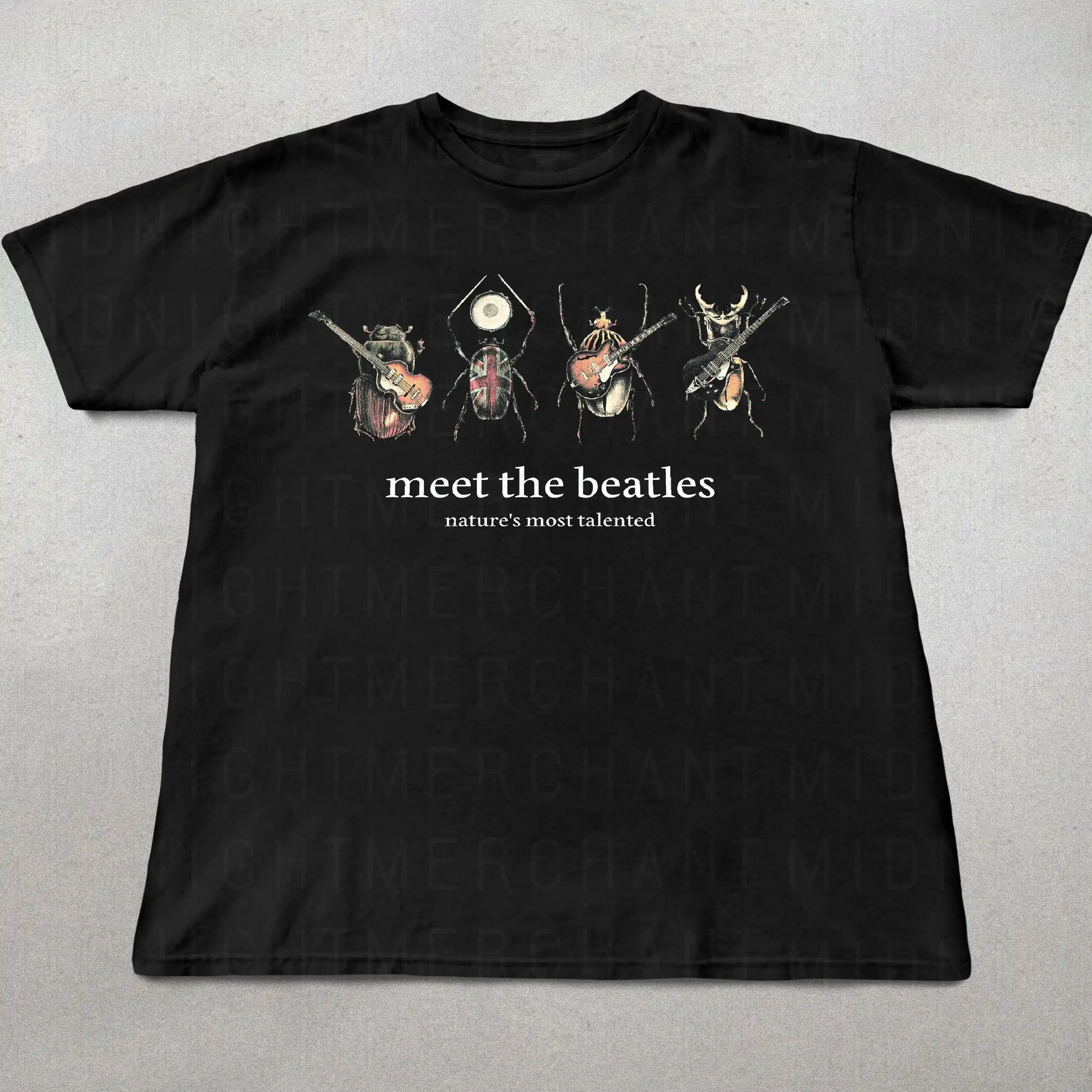 The Beatles Parodie Grafik T-Shirt, Unisex O-Ausschnitt Kurzarm Vintage-Stil Band-T-Shirt, Geschenk für Rockmusik-Fans Streetwear-Oberteil