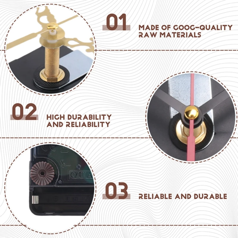 3Pcs Long Shaft Quartz Clock Movement Mechanism 5 Pairs Hands Numerals Kit DIY Clock Parts Replacement 31Mm wall clock movement quartz clock movement clock accessory kit